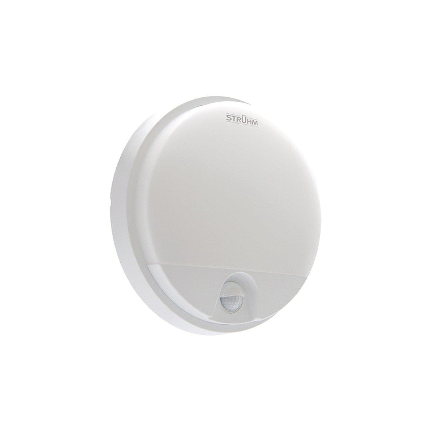 'Leah' White Opal Round Outdoor Bulkhead Wall Light 15W PIR Motion Sensor - image 1