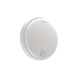 'Leah' White Opal Round Outdoor Bulkhead Wall Light 15W PIR Motion Sensor - thumbnail 1