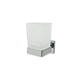 Chrome Toothbrush Holder with Glass Cup Wall Mounted Bathroom Accessories - thumbnail 3