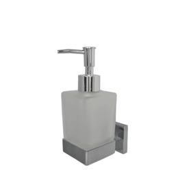 Soap Holder Chrome Glass Dispenser and Holder Wall Mounted Modern Square Accessory