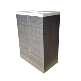 Braun Bathroom Storage Floor Standing Vanity Unit & Ceramic Sink 600mm - thumbnail 2