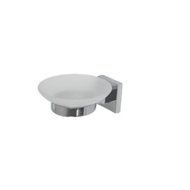 Soap Holder Chrome Glass Dish & Holder Modern Designer Bathroom Wall Mounted Accessory - thumbnail 3