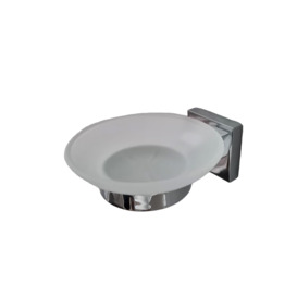 Soap Holder Chrome Glass Dish & Holder Modern Designer Bathroom Wall Mounted Accessory - thumbnail 1