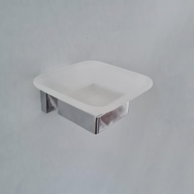 Modern Bathroom Soap Holder Glass Soap Chrome Dish & Holder Wall Mounted Accessory - thumbnail 2