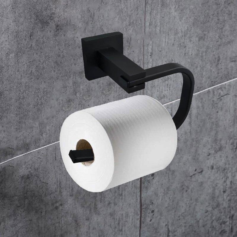Square Black Toilet Roll Holder Bathroom Stylish Black Matt Toilet Roll Holder Accessory - image 1
