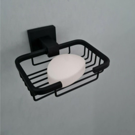 Black Matt Finish Wall Mounted Bathroom Accessory Towel Rail Soap Dish Holder Set Offer - thumbnail 2