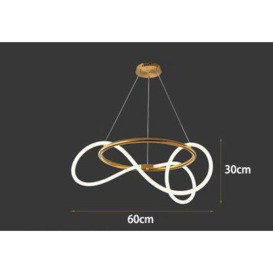 Gold Metallic LED Chandelier 600MM Ring with Acrylic Curly Tube Light - Natural White - thumbnail 3
