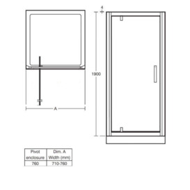 Glass Screen Door Only Shower Enclosure 1850 x 900 mm Chrome Finish Frame - thumbnail 3
