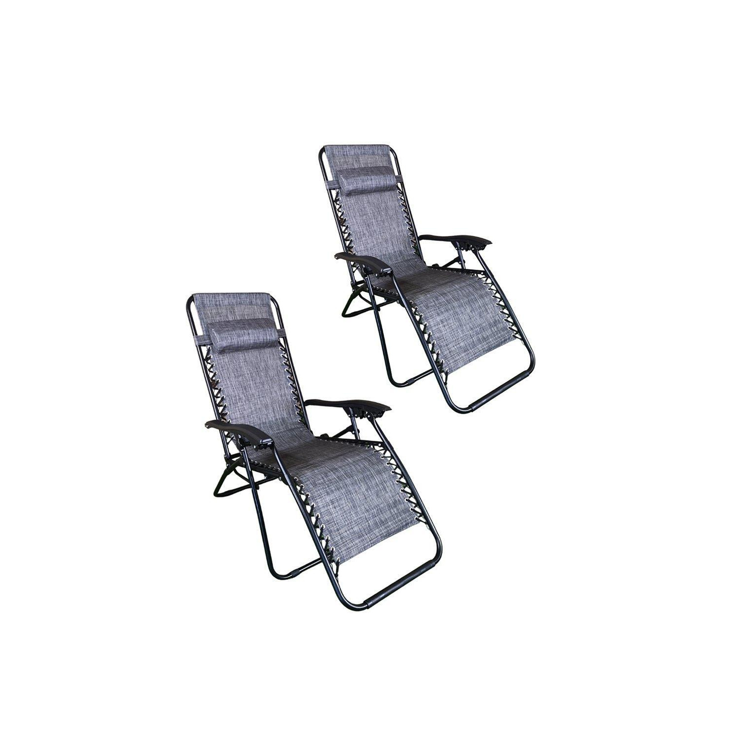 Multi Postition Textoline Garden Relaxer Chair Lounger In Grey, Pack of 2 - image 1