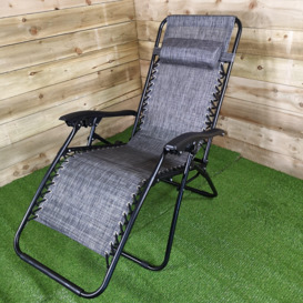 Luxury Zero Gravity Garden Relaxer Chair / Sun Lounger - Grey - thumbnail 2