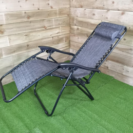 Luxury Zero Gravity Garden Relaxer Chair / Sun Lounger - Grey - thumbnail 3