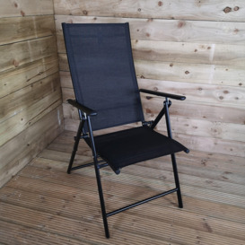 Multi Position High Back Reclining Garden / Outdoor Folding Chair in Black - thumbnail 2