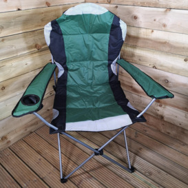 Luxury Padded High Back Folding Outdoor / Camping / Fishing Chair in Green - thumbnail 1