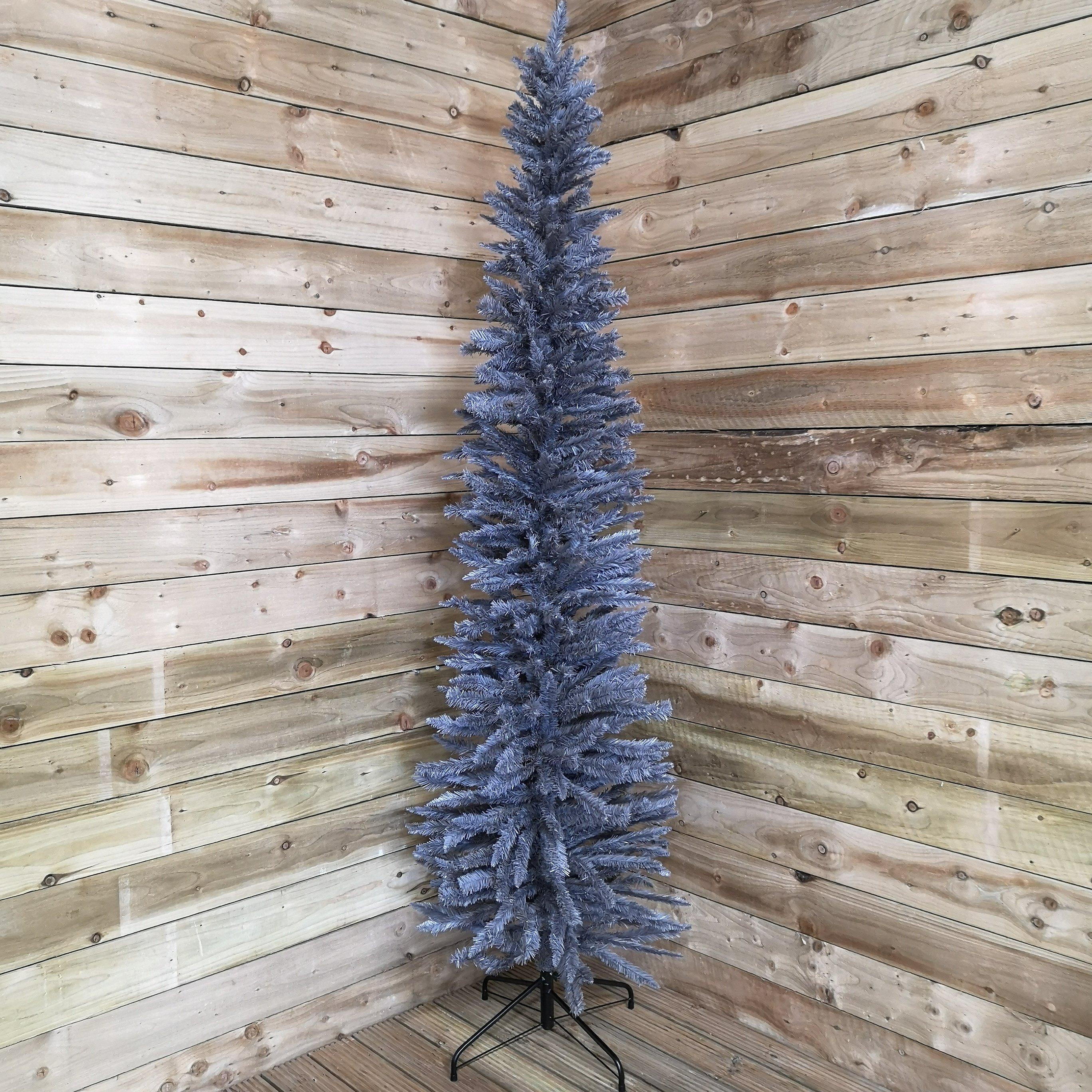 244cm / 8ft Wrapped Pencil Pine Grey Christmas Tree with 460 Tips - image 1