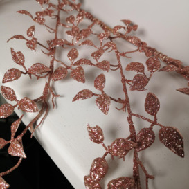 1.5m Pink Glitter Leaf Christmas Garland Decoration with Hanging Loop - thumbnail 3