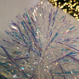 200cm x 12cm Fine Cut Iridescent White Tinsel Garland Christmas Tree Decoration - thumbnail 2
