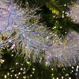 200cm x 12cm Fine Cut Iridescent White Tinsel Garland Christmas Tree Decoration - thumbnail 3