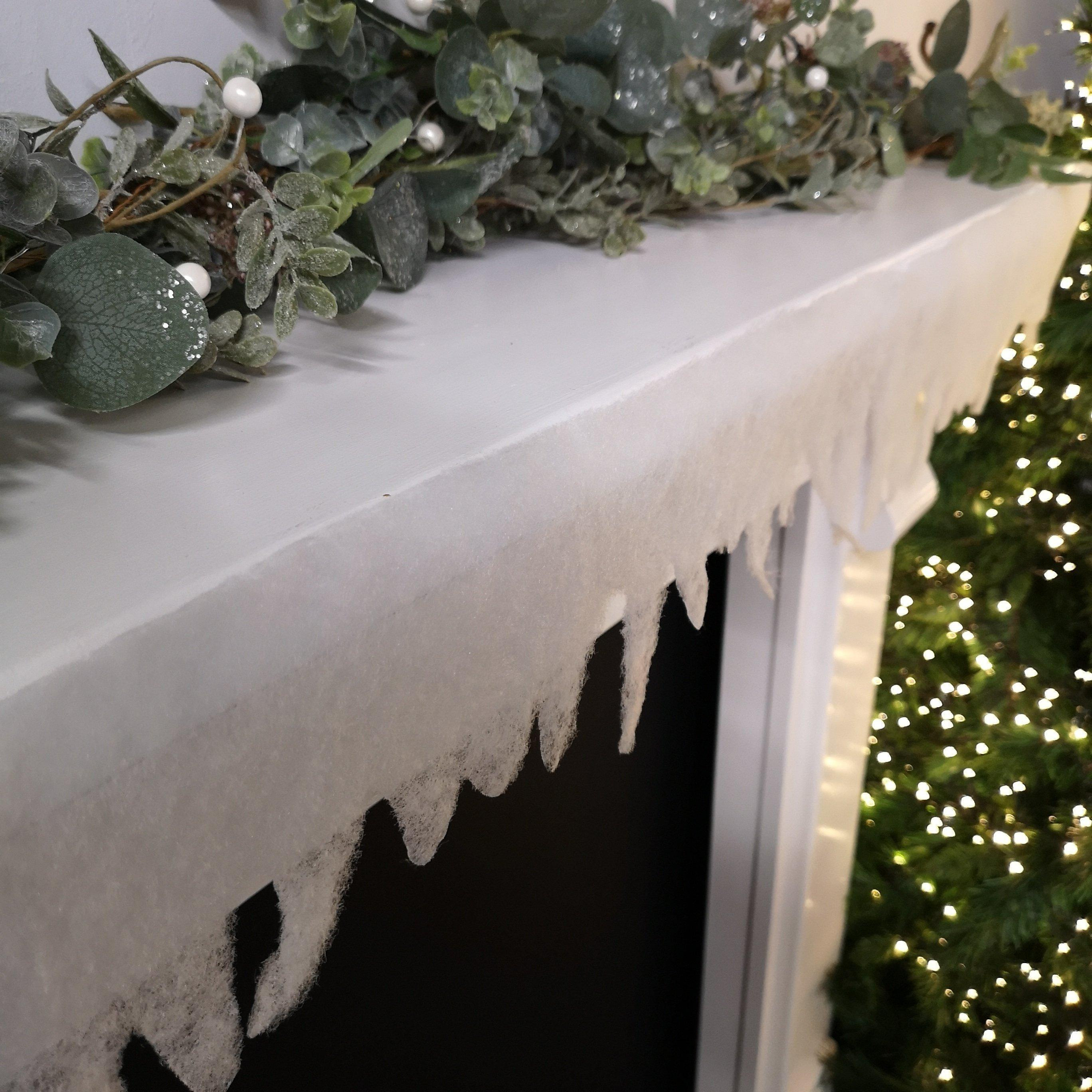 Craft Christmas Fake White Snow Icicle Material 4 x 45cm Drape Material - image 1