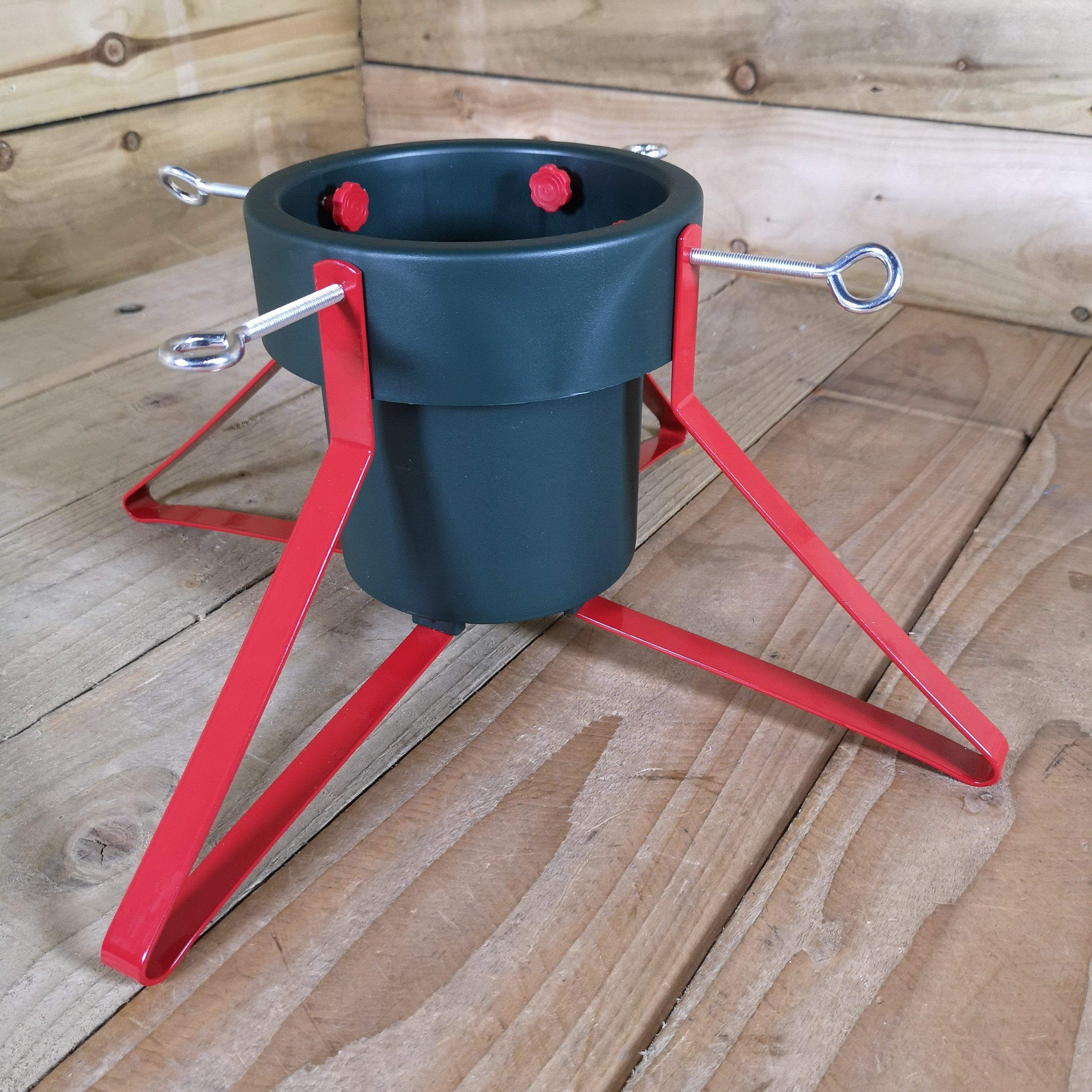 46cm Four Legged Christmas Tree Stand Green Red Metal with Water Container - image 1