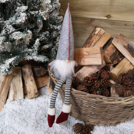 58cm Sitting Plush Christmas Gonk Santa with Dangly Legs in Grey