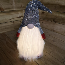 63cm Tall Light Up Christmas Gnome Gonk Decoration With Grey Sequins Sitting - thumbnail 2