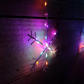 1.2m Premier Christmas Static Snowflake LED Silver Pin Wire V Curtain Lights in Rainbow - thumbnail 2