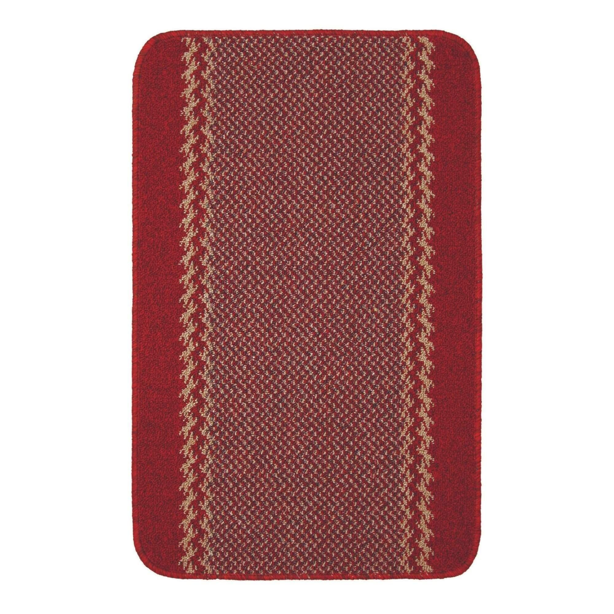 Washable Designer Rugs & Mats Lined Bordered Design in Red - 116R - image 1