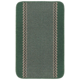 Washable Designer Rugs & Mats Lined Bordered Design in Green  - 116Gr