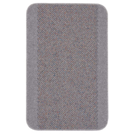 Washable Designer Rugs & Mats Bordered Design in Silver Grey - 110G - thumbnail 1