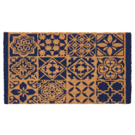 Coir Doormats Tile Design Mats Blue 40X70 cm - 140