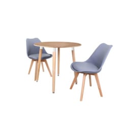 'Round Lorenzo' Dining Set with a Table and Chairs Set of 2 - thumbnail 1
