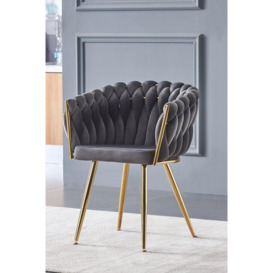 Single 'Roma Knot Velvet Dining Chair' Upholstered Dining Chairs - thumbnail 2