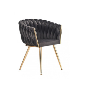 Single 'Roma Knot Velvet Dining Chair' Upholstered Dining Chairs - thumbnail 1