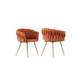 'Roma' Knot Velvet Dining Chair Set of 2