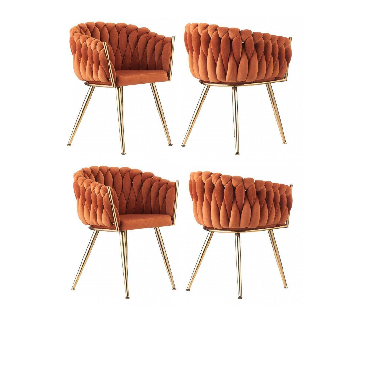 'Roma' Knot Velvet Dining Chair Set of 4 - image 1