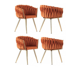 'Roma' Knot Velvet Dining Chair Set of 4