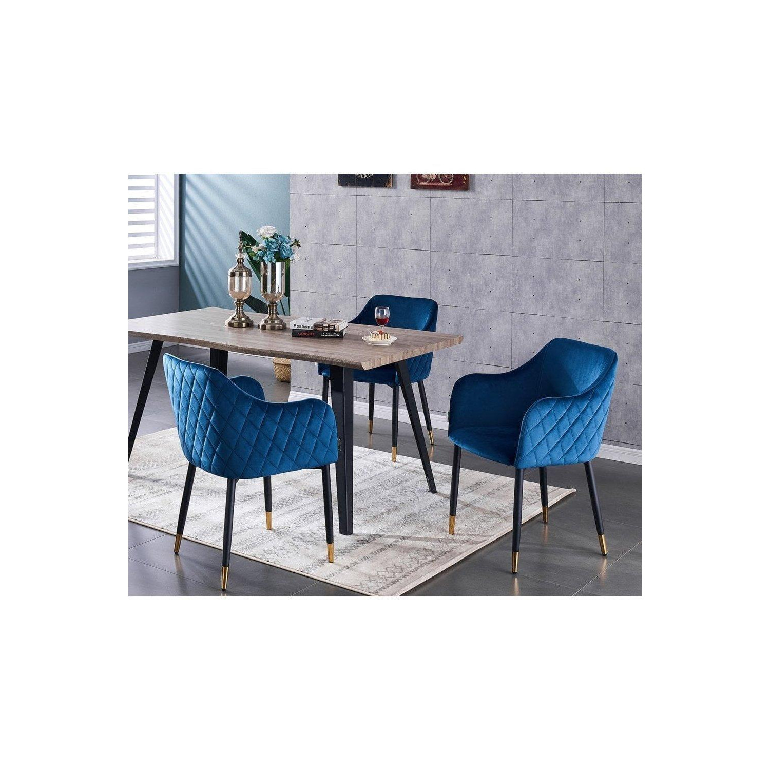 'Verona Rocco' LUX Dining Set with a Table and 4 Velvet Chairs - image 1