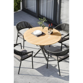 Cloverly 4 Seat Round Dining Set with Teak Table Top in Charcoal