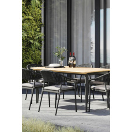 Cloverly 6 Seat Rectangular Dining with Teak Table in Charcoal - thumbnail 2