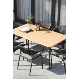 Cloverly 6 Seat Rectangular Dining with Teak Table in Charcoal - thumbnail 1