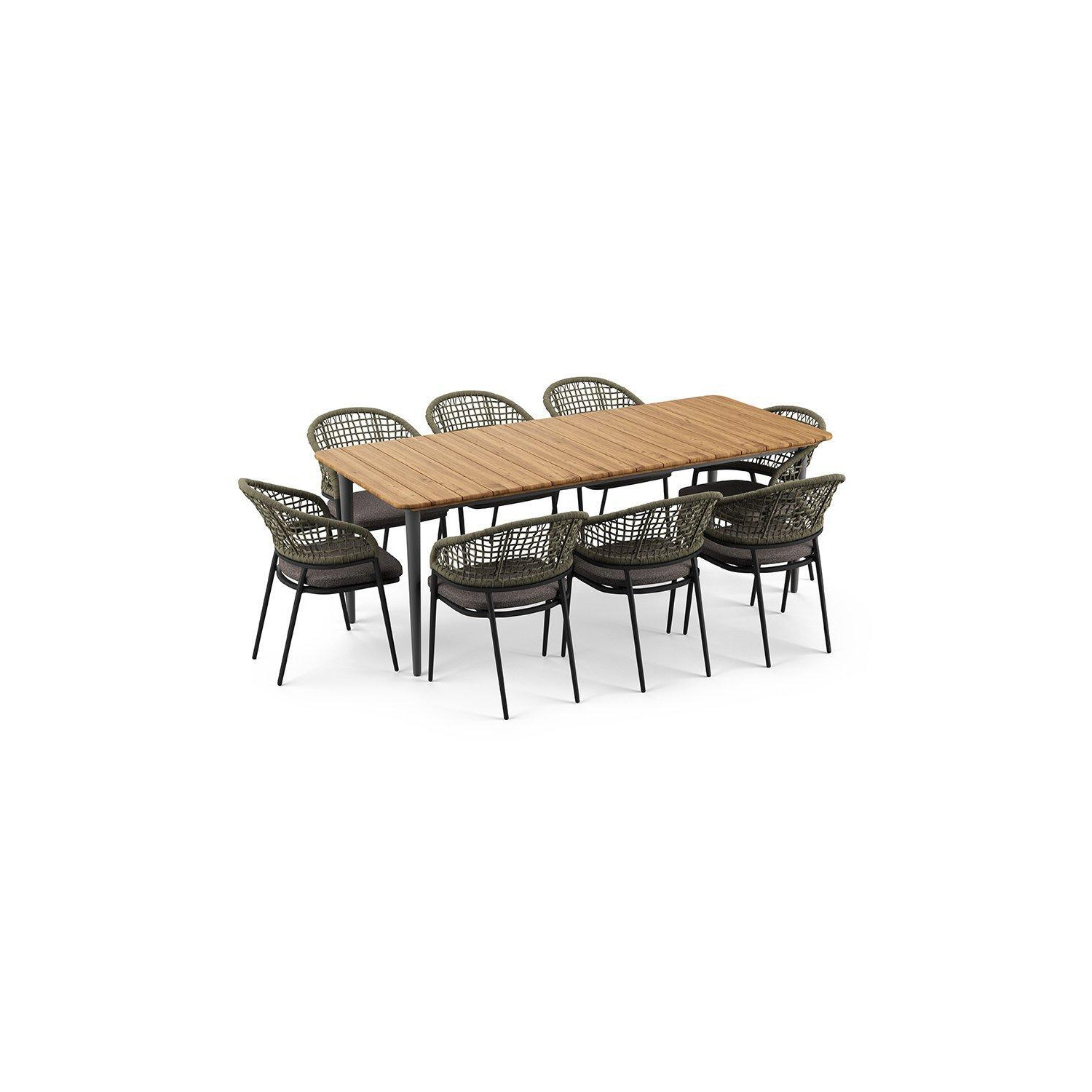 Kalama 8 Seat Rectangular Dining Set with Teak Table in Charcoal - image 1