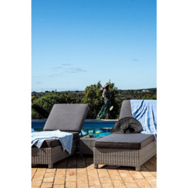 Santiago Rattan Sunlounger Set with Side Table in Grey - thumbnail 2