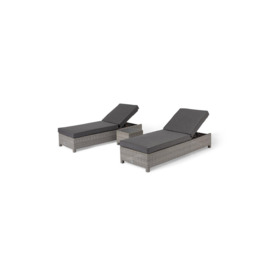 Santiago Rattan Sunlounger Set with Side Table in Grey - thumbnail 1