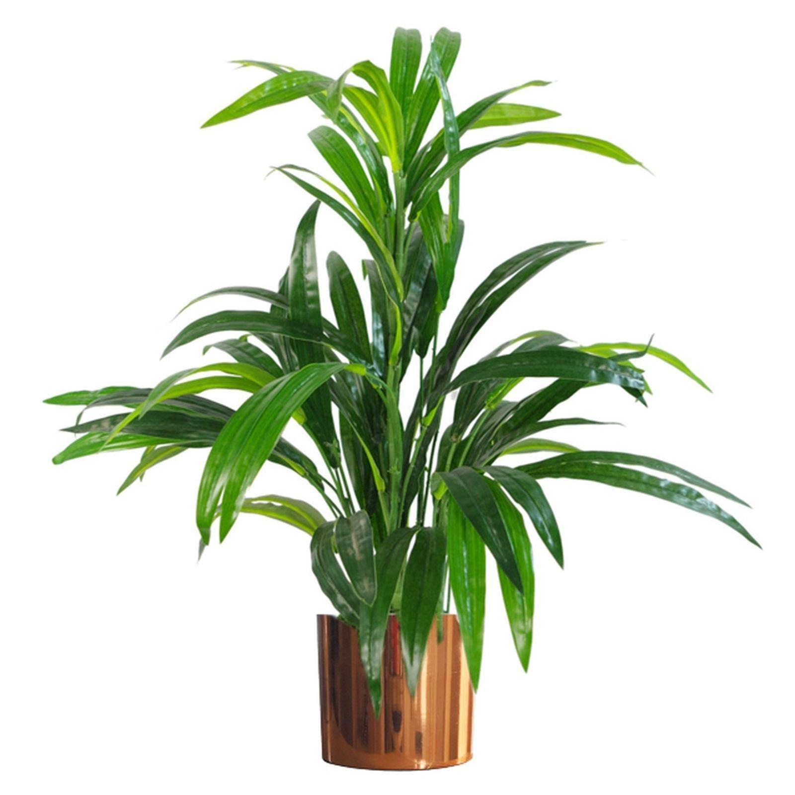 65cm Artificial Large Leaf Bamboo Shrub Plant with Copper Metal Planter - image 1