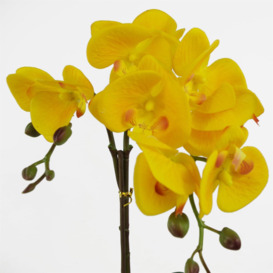 48cm Golden Orchid Artificial  - Yellow with Gold Pot - thumbnail 2