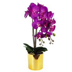 52cm Artificial Orchid Large - Purple / Gold - thumbnail 3