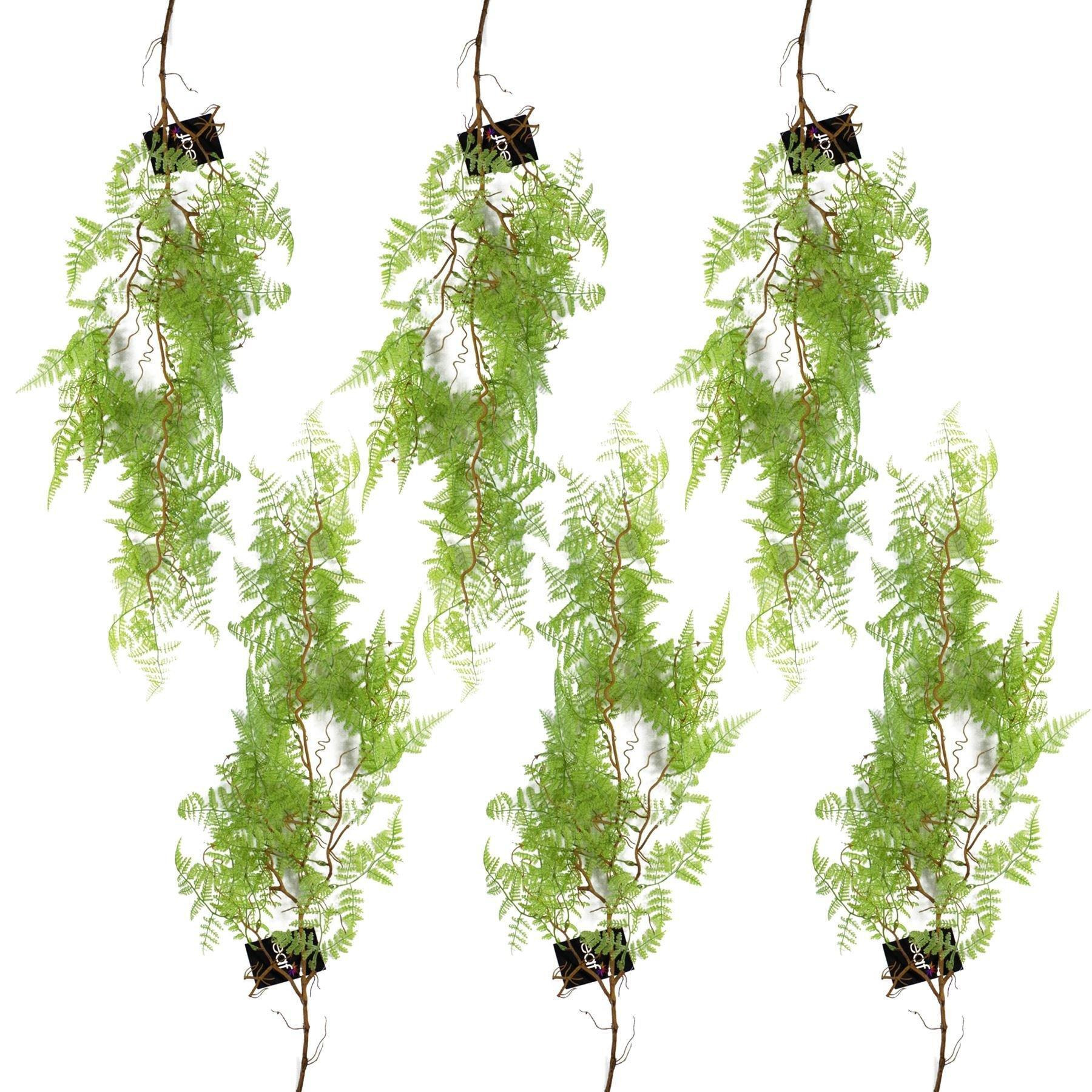 6 x 100cm Artificial Hanging Maidenhair Fern Plant Light Green - image 1