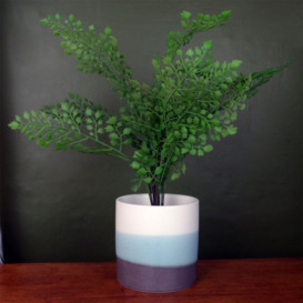 Blue Grey Stripe Ceramic Planter Plant Pot - thumbnail 2