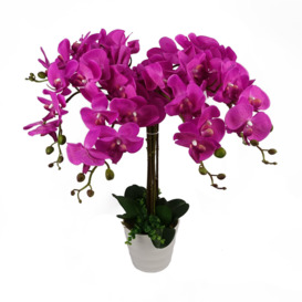 85cm Artificial Deluxe Bush Orchid - Dark Pink - thumbnail 1