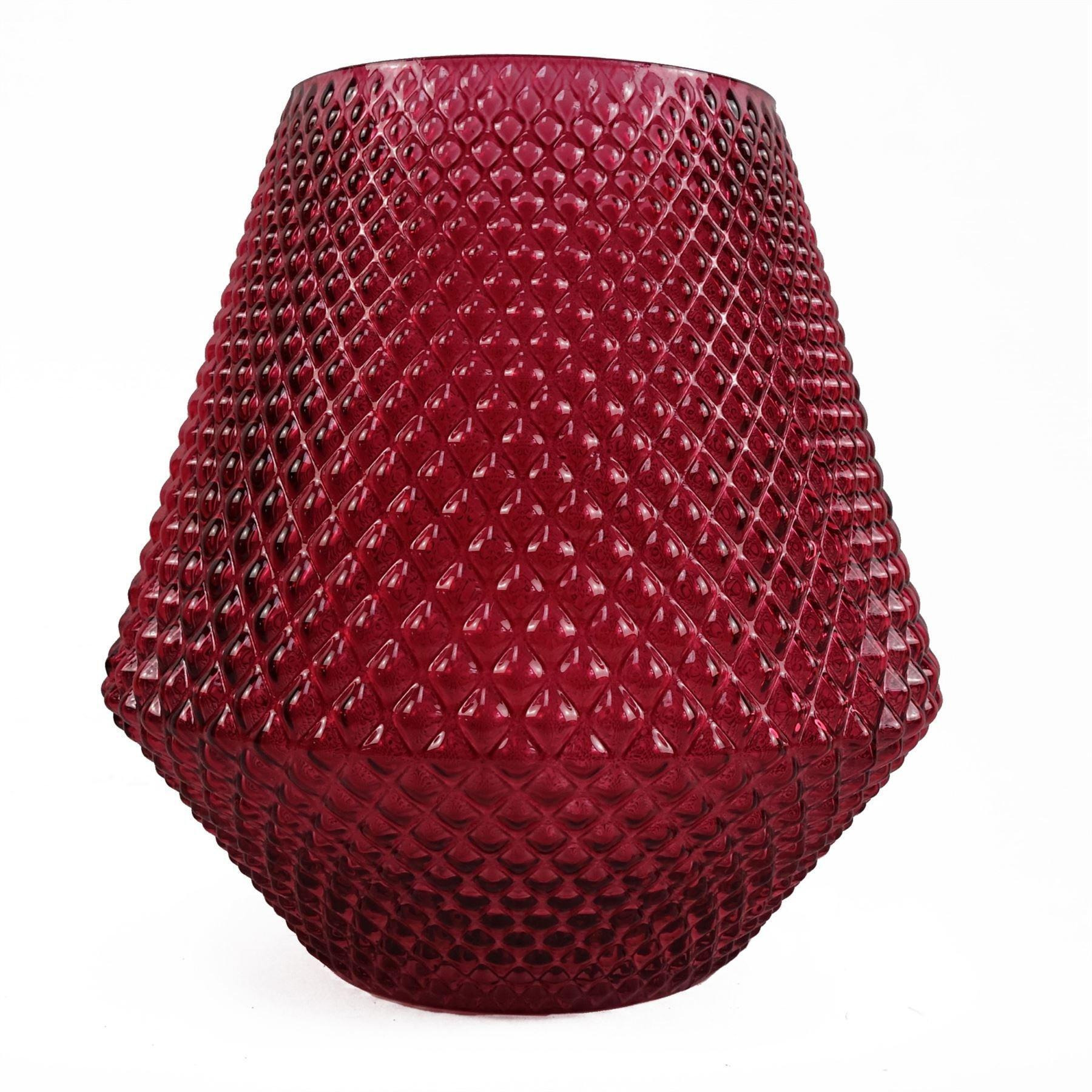 23cm Diamond Embossed Pink Glass Vase - image 1